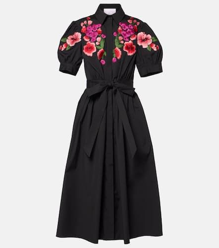 Floral embroidered cotton-blend shirt dress - Carolina Herrera - Modalova