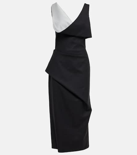 Pinstripe draped wool midi dress - Alexander McQueen - Modalova