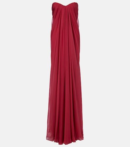 Draped silk chiffon bustier gown - McQueen - Modalova