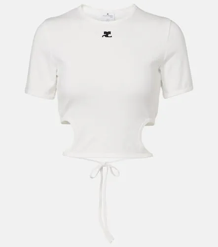 Courrèges Crop top de algodón con abertura y logo - Courreges - Modalova