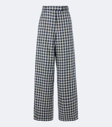 Checked cotton flannel wide-leg pants - Dries Van Noten - Modalova