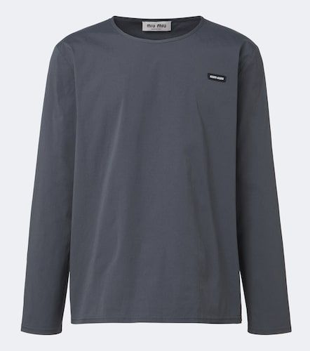 T-shirt in popeline di misto cotone - Miu Miu - Modalova