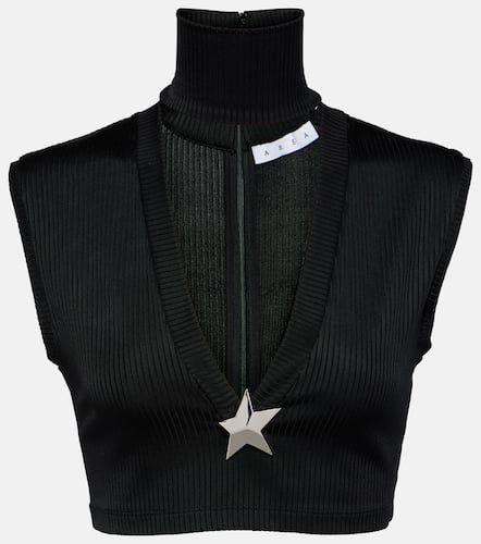 Area Star Stud ribbed-knit crop top - Area - Modalova