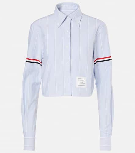 Pinstripe cropped cotton shirt - Thom Browne - Modalova