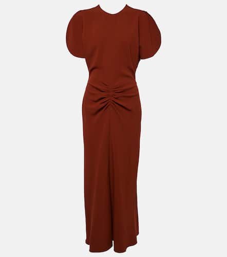 Puff-sleeve gathered midi dress - Victoria Beckham - Modalova