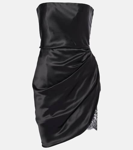 Lace-trimmed silk satin minidress - Saint Laurent - Modalova