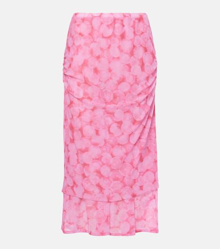 Printed gathered jersey midi skirt - Dries Van Noten - Modalova