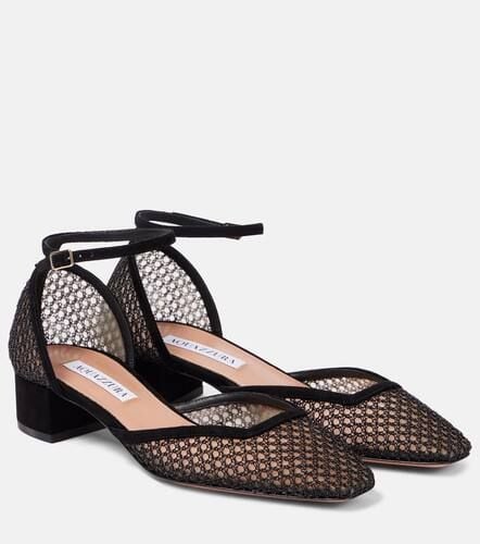 Asha 35 suede-trimmed mesh pumps - Aquazzura - Modalova