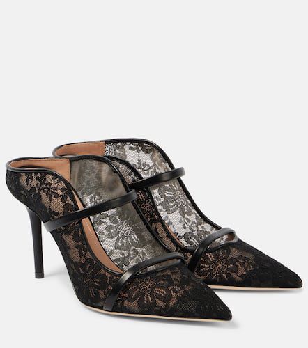 Maureen 85 leather-trimmed lace mules - Malone Souliers - Modalova