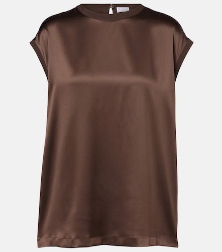 Silk-blend satin top - Brunello Cucinelli - Modalova