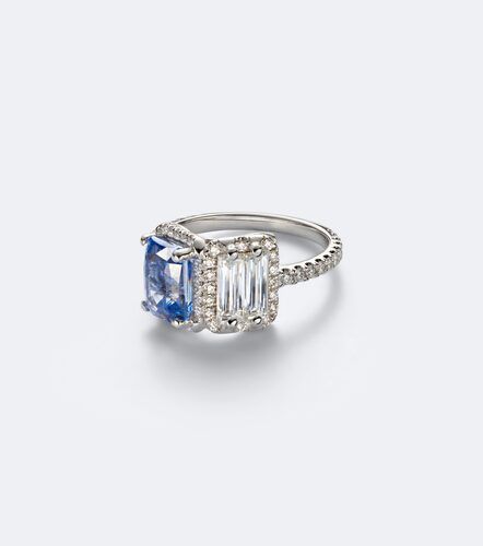 Anello in oro bianco 18kt con zaffiri e diamanti - Suzanne Kalan - Modalova