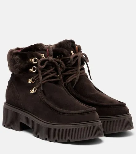 Turin shearling-trimmed suede lace-up boots - Bogner - Modalova