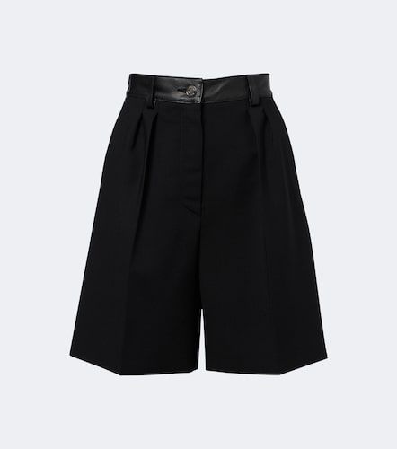 Leather-trimmed wool-blend shorts - Max Mara - Modalova