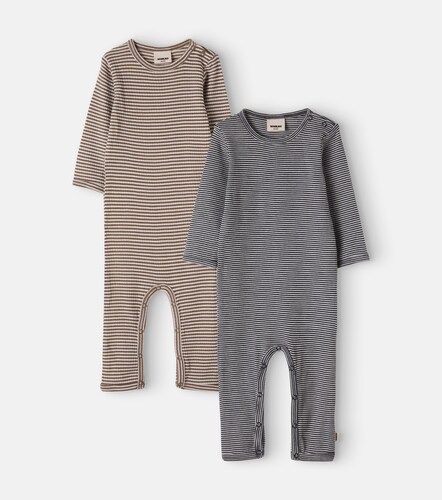 Bebé - set de 2 bodies Haven de lana a rayas - Wheat - Modalova