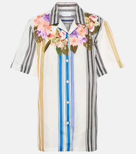 Floral-embroidered striped shirt - Dries Van Noten - Modalova