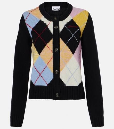 Harlequin argyle wool-blend cardigan - Ganni - Modalova