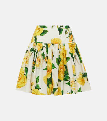 Floral pleated cotton poplin miniskirt - Dolce&Gabbana - Modalova