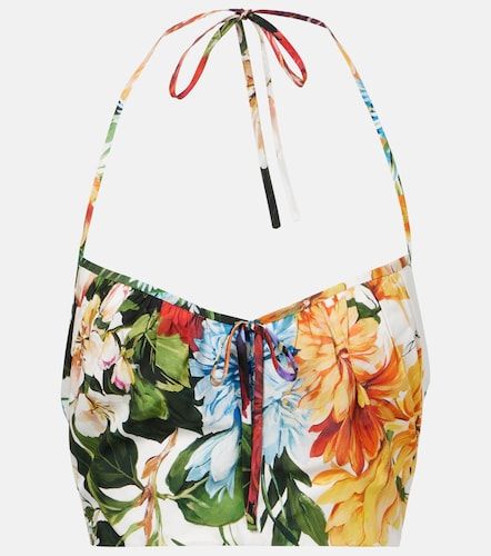 Top cropped in popeline di cotone - Dolce&Gabbana - Modalova
