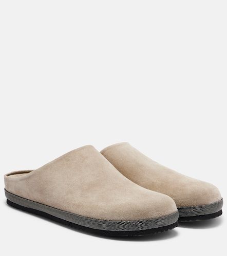 Mules in suede con monili - Brunello Cucinelli - Modalova