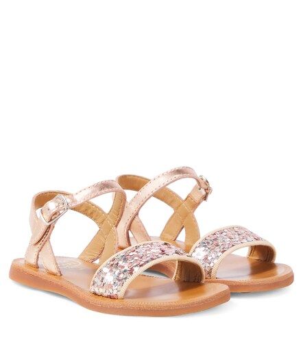 Plagette glitter leather sandals - Pom d'Api - Modalova