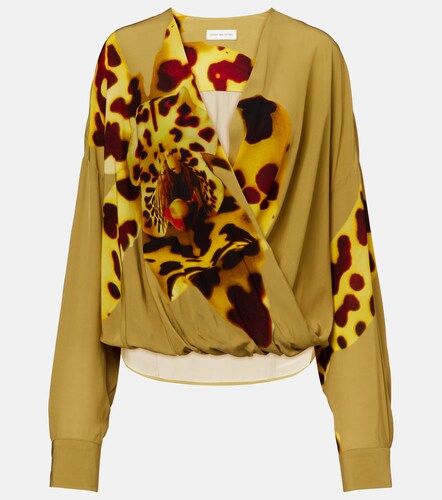 Printed draped satin blouse - Dries Van Noten - Modalova