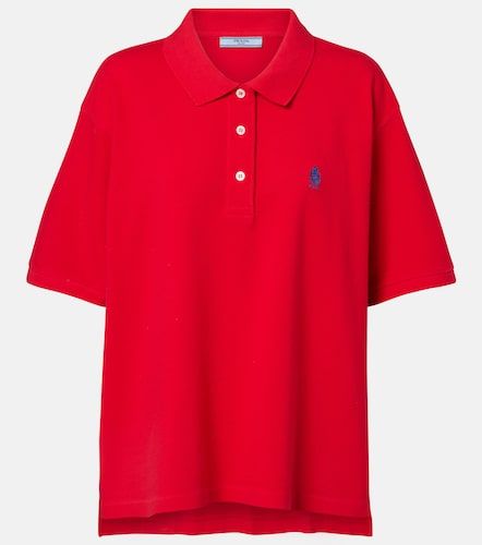 Polo de piqué de algodón con logo - Prada - Modalova
