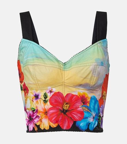 Printed cotton-blend bustier - Dolce&Gabbana - Modalova