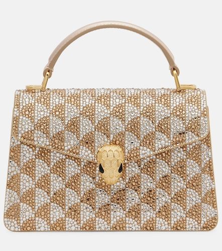 Serpenti Forever Mini embellished suede top-handle bag - Bvlgari - Modalova