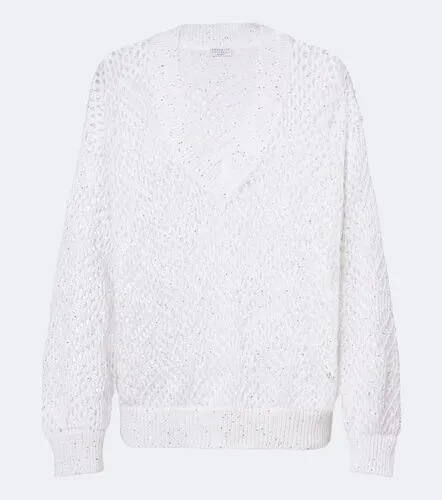 Open-knit sequined linen sweater - Brunello Cucinelli - Modalova