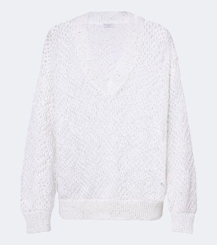 Pullover in lino con paillettes - Brunello Cucinelli - Modalova