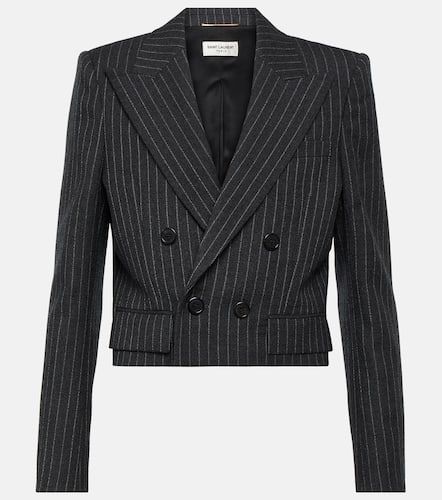 Pinstripe cropped wool blazer - Saint Laurent - Modalova