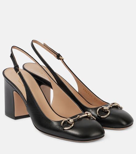 Horsebit leather slingback pumps - Gucci - Modalova