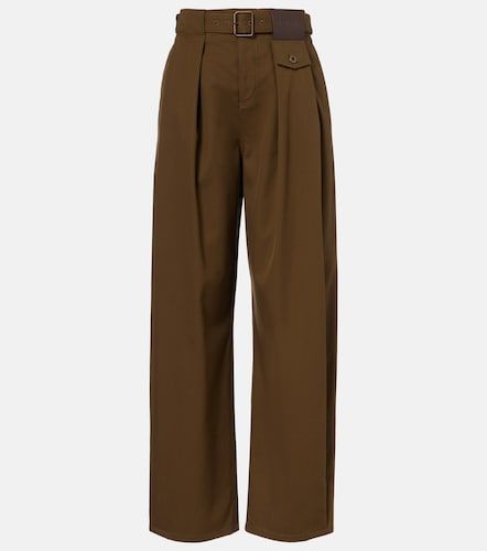 Pantaloni a gamba larga in cotone e seta a vita alta - Loewe - Modalova