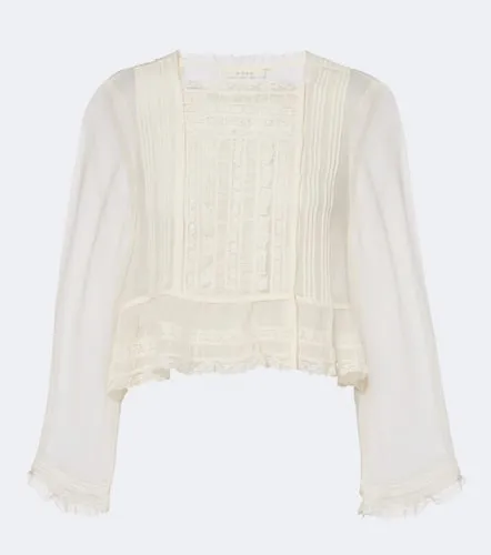 Elodine lace-trimmed silk chiffon top - Doen - Modalova