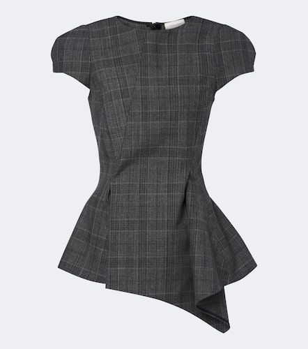 Checked draped virgin wool top - Magda Butrym - Modalova