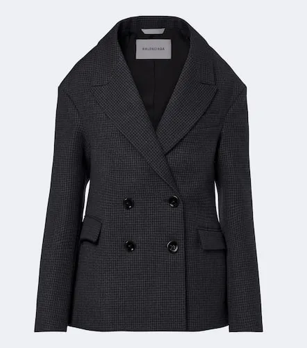 Houndstooth double-breasted wool jacket - Balenciaga - Modalova