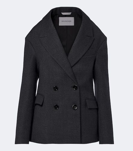 Houndstooth double-breasted wool jacket - Balenciaga - Modalova