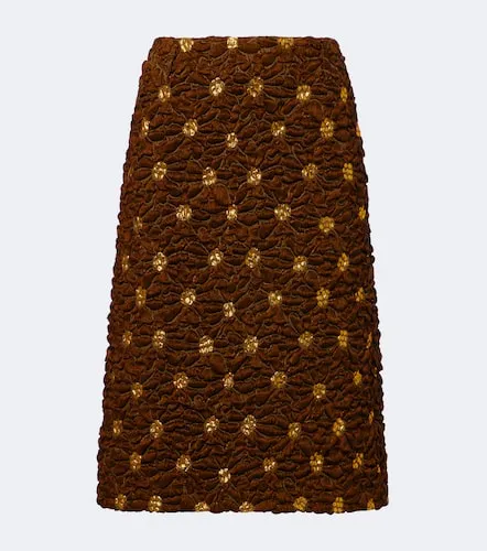 Falda midi de cloqué floral adornada - Dries Van Noten - Modalova