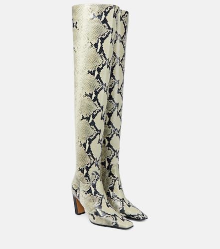 Snake-effect leather knee-high boots - Khaite - Modalova