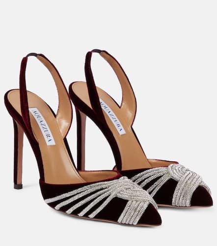 Gatsby 105 embellished velvet slingback pumps - Aquazzura - Modalova