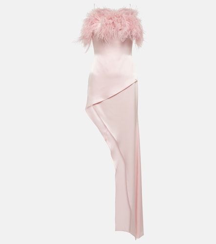 Abito midi in satin con piume - David Koma - Modalova