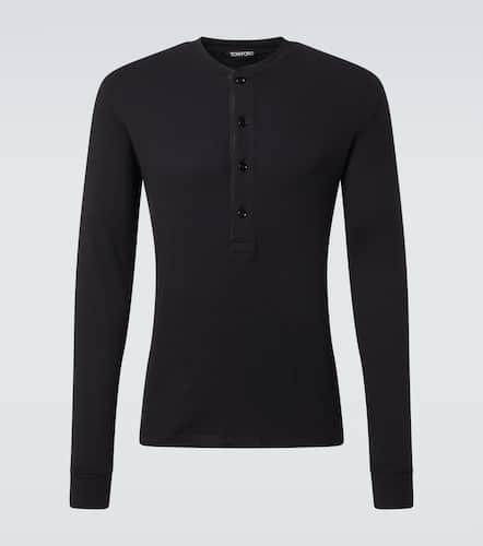 Cotton-blend jersey Henley shirt - Tom Ford - Modalova