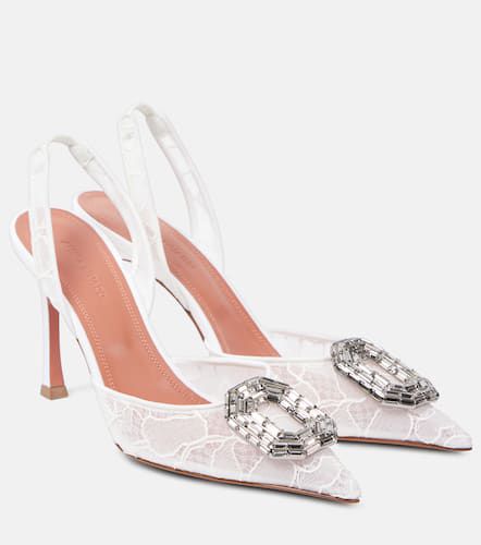 Camelia 90 embellished lace slingback sandals - Amina Muaddi - Modalova