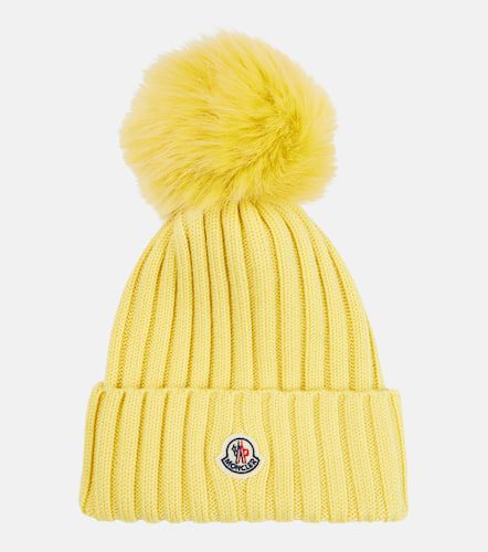 Moncler Logo virgin wool beanie - Moncler - Modalova