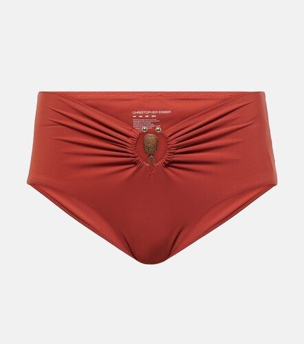 Embellished ruched high-rise bikini bottoms - Christopher Esber - Modalova