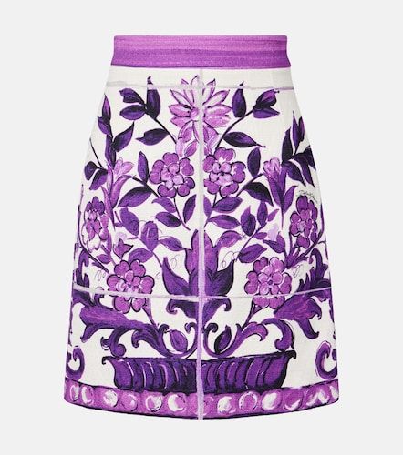 Minigonna Majolica in misto lino e cotone - Dolce&Gabbana - Modalova