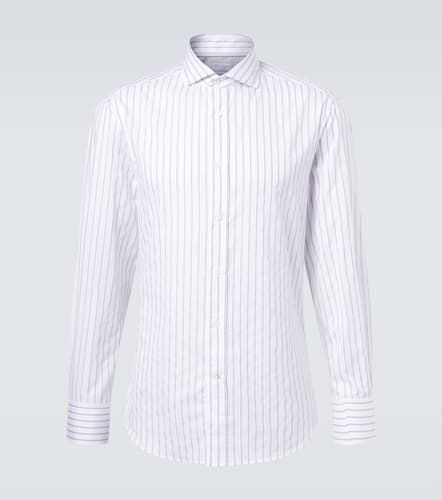 Striped cotton poplin shirt - Brunello Cucinelli - Modalova