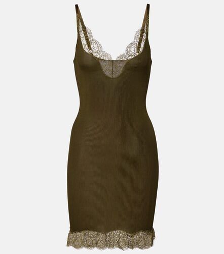Abito sottoveste in jersey di seta con pizzo - Saint Laurent - Modalova