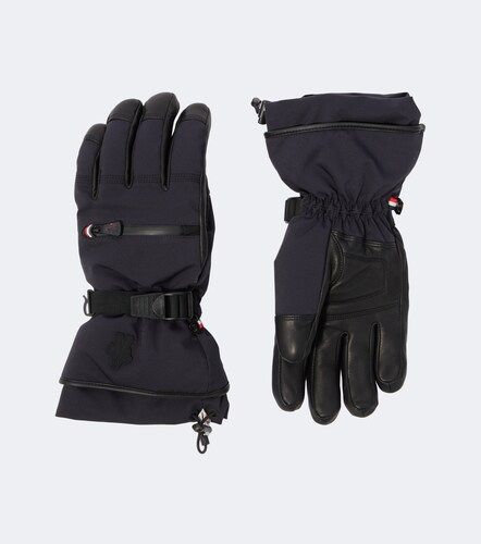 Leather-trimmed ski gloves - Moncler Grenoble - Modalova
