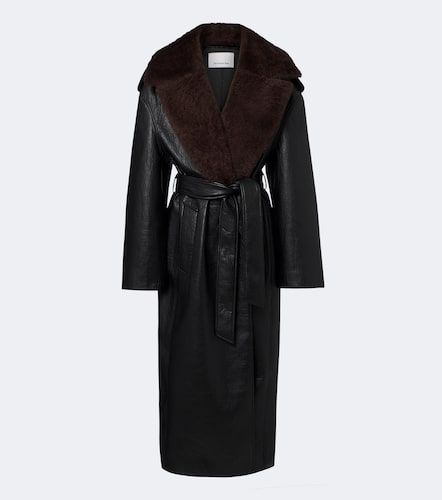 Edra shearling-trimmed wrap coat - The Frankie Shop - Modalova